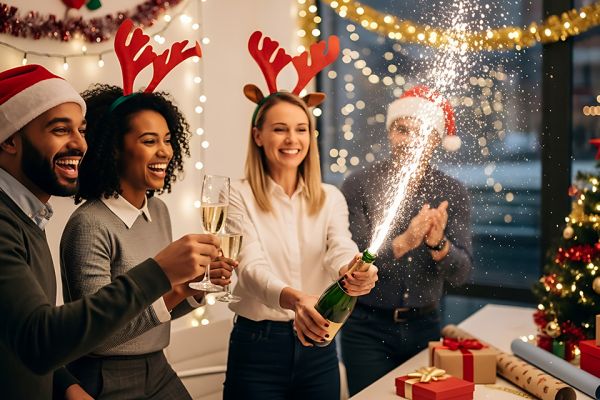 Foto: Personen bei Weihnachtsfeier